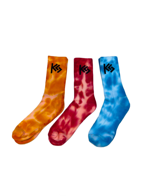 "Fire and Sky" Hand-Dyed Crew Socks